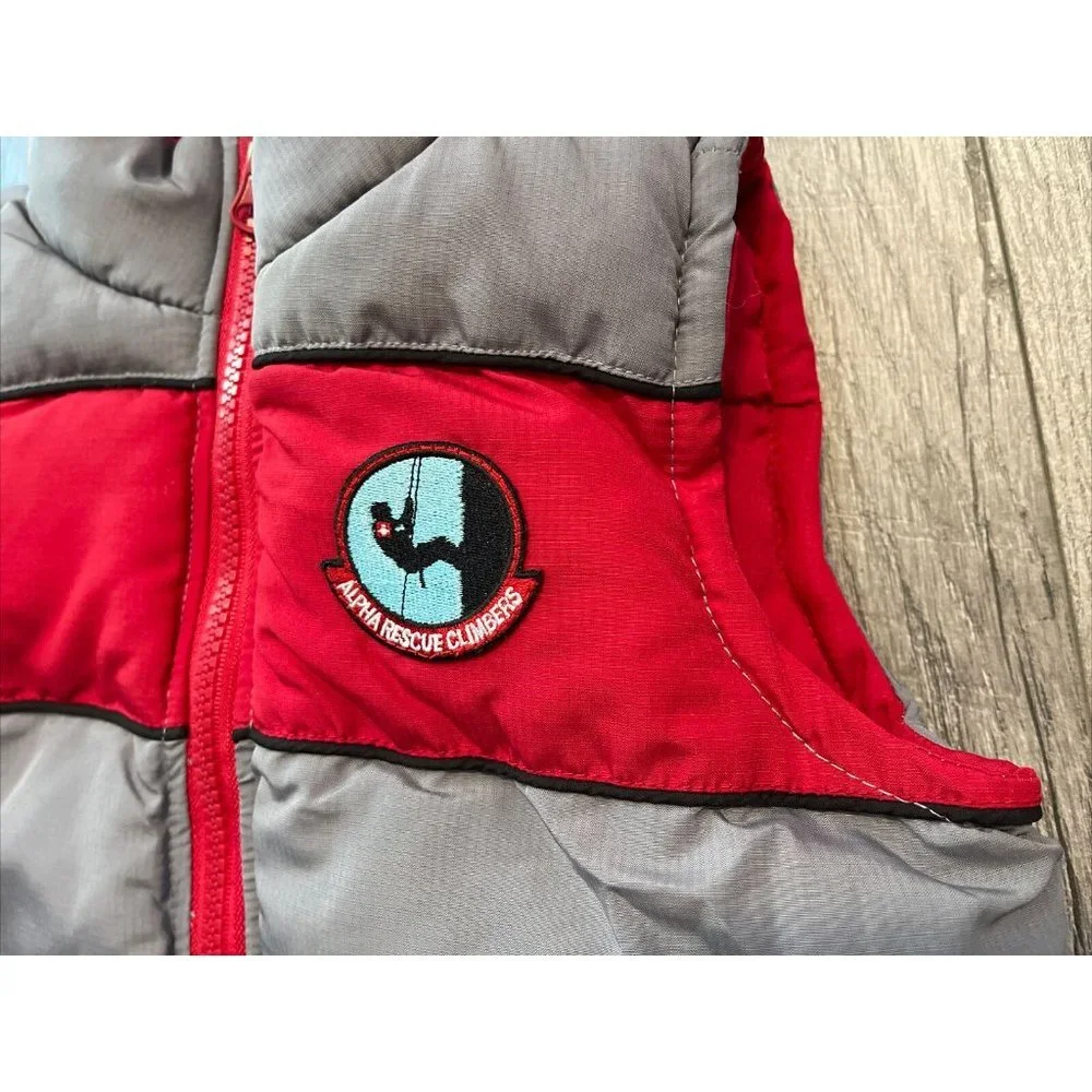 Alpha Industries‎ Puffer Vest Boys 3T Red Gray Reversible Pockets Snap Outerwear